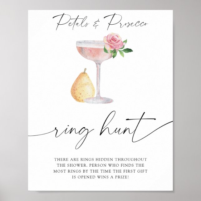 Petals & Prosecco - ring hunt bridal shower game Poster (Front)