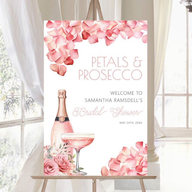 Petals & Prosecco Rose Floral Bridal Shower 24x36 Poster (Petals & Prosecco Rose Floral Bridal Shower 24x36 Poster)