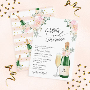 Petals & Prosecco Sparkling Wine Bridal Shower Invitation