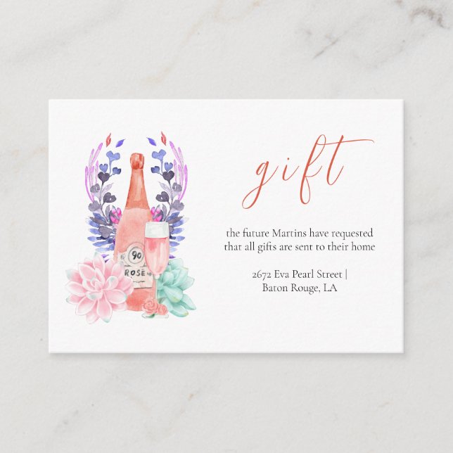 Petals & Prosecco Succulent Bridal Shower Gift Enclosure Card (Front)