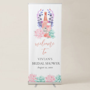 Petals & Prosecco Succulent Bridal Shower Welcome Retractable Banner
