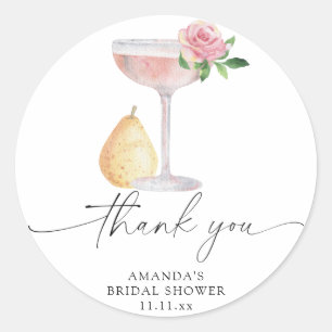 Petals & Prosecco - thank you bridal shower Classic Round Sticker