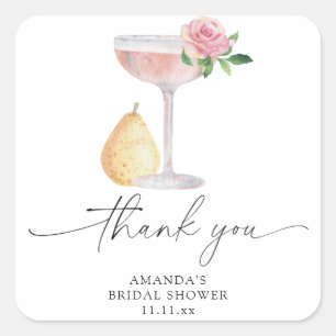 Petals & Prosecco - thank you bridal shower Square Sticker