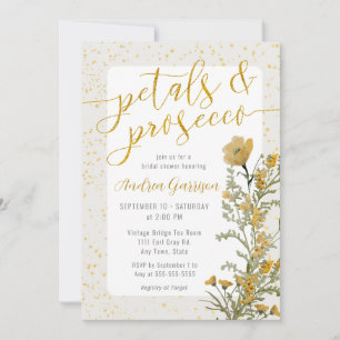 Petals & Prosecco Yellow Bridal Shower Invitation