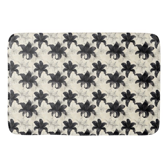 Petals & Webs – Gothic Bloom in Tangled Silence Bath Mat (Front)