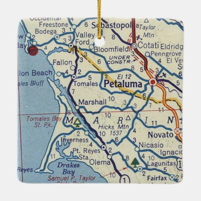 Petaluma CA Ceramic Ornament (Back)