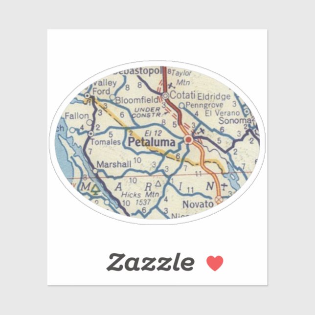 Petaluma CA vintage Map (Sheet)