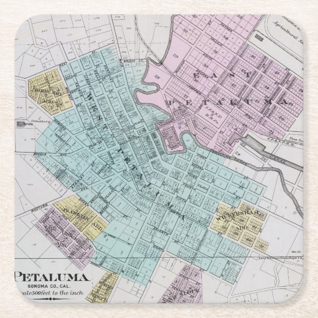 Petaluma, California 2 Square Paper Coaster (Front)