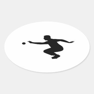 Petanque player oval sticker