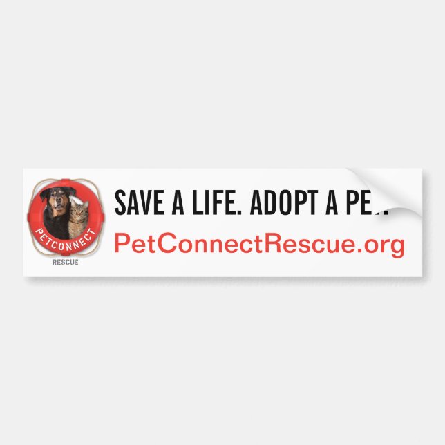 PetConnect Rescue Bumper Sticker (Front)