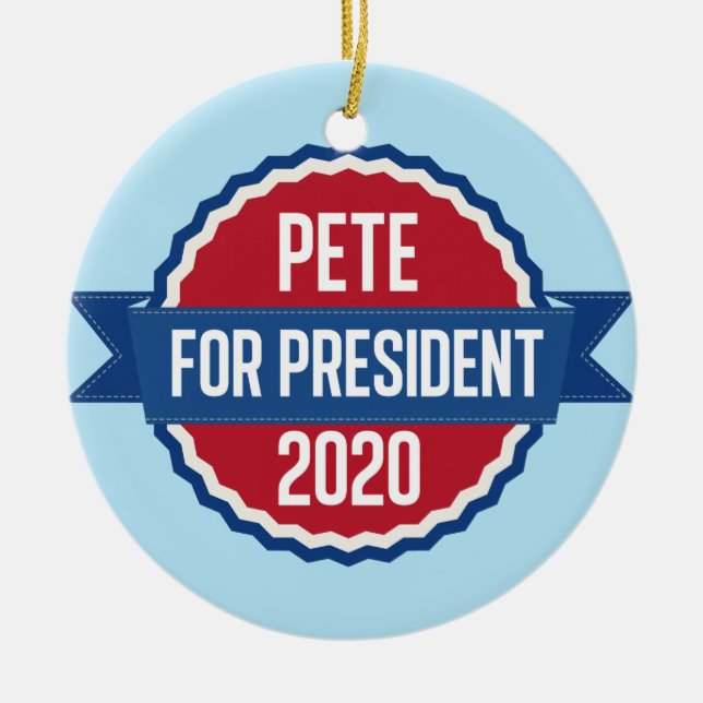 Pete Buttigieg for President 2020 Ceramic Tree Decoration (Front)