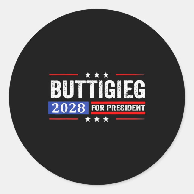 Pete For President 2028, Us Election Pete Buttigie Classic Round Sticker (Front)