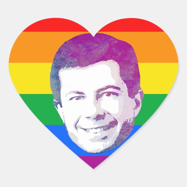 Pete Rainbow Stripes Heart Sticker (Front)