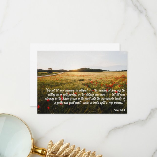 Peter 3:3-4 Bible Verse Women Thank You Card (Front/Back In Situ)