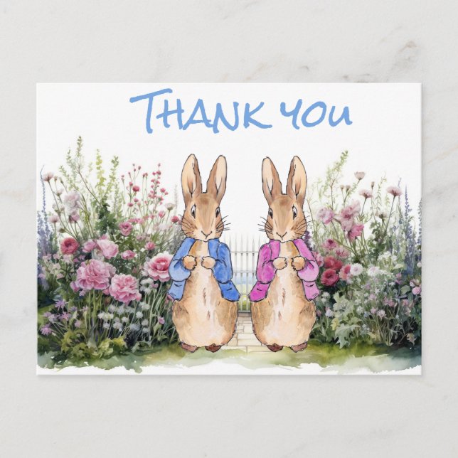  Peter and Flopsy in their garden Postcard (Front)
