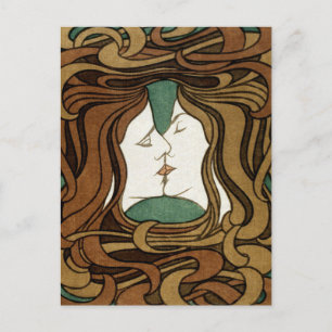 Peter Behrens Kiss Love Abstract Art Nouveau Postcard