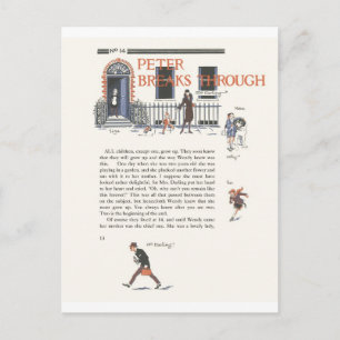 Peter Breaks Through, Peter Pan Vintage Image Postcard