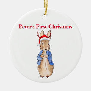 Peter Christmas Hat Personalise First Christmas Ceramic Tree Decoration