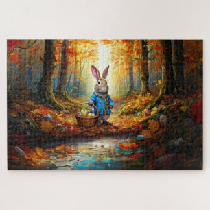 Peter Easter Bunny with Easter Egg Basket Jigsaw Puzzle