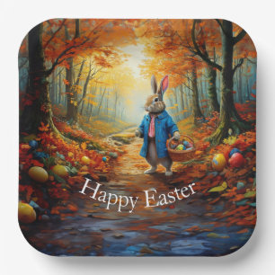 Peter Easter Bunny with Easter Egg Basket  Paper Plate