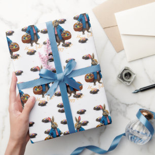 Peter Easter Bunny with Easter Egg Basket Wrapping Paper