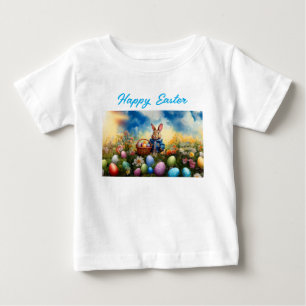Peter Easter Bunny with Easter Eggs Baby T-Shirt