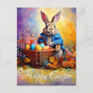 Peter Easter Bunny with Easter Eggs Happy Easter Holiday Postcard