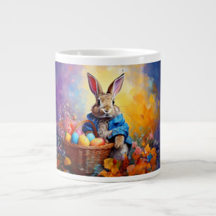 Peter Easter Bunny with Easter Eggs Large Coffee Mug