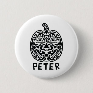 Peter Halloween Sugar Skull Design 6 Cm Round Badge