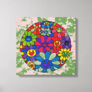 "peter max art style"smiling flowers ball canvas print