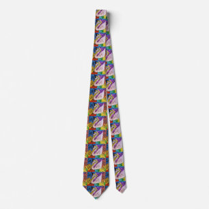 "peter max art style" Swan pattern tie
