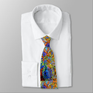 "peter max art style" vase with flowers tie
