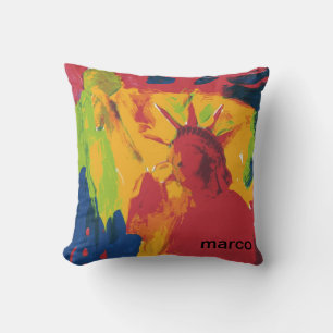 Peter Max colourful watercolor Statue of liberty T Cushion