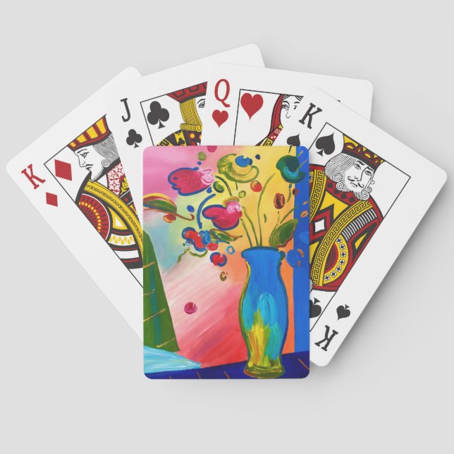 Peter Max Inspired Flowers Playing Cards (Back)