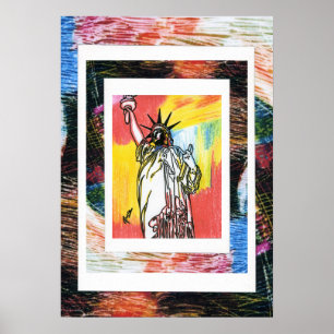 Peter Max style original signed acrylic painting Poster