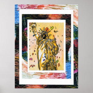 Peter Max style original signed acrylic painting Poster