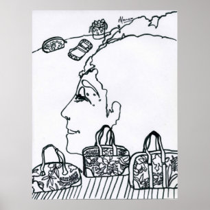 Peter Max style original signed drawing Poster