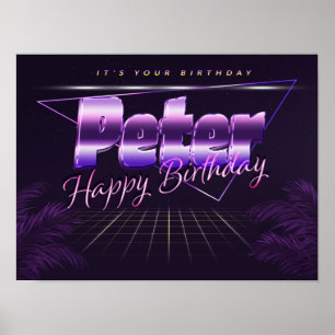 Peter Name Vorname lila retro Poster Geburtstag