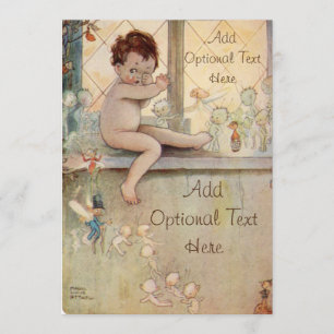 Peter Pan at window with fairies - Invitation