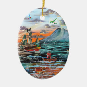 Peter Pan Hook's cove Tinker Bell painting Ceramic Tree Decoration