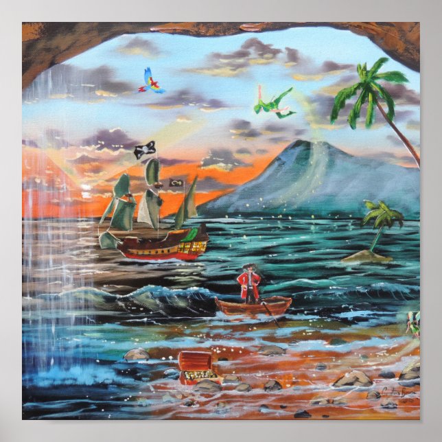 Peter Pan Hook's cove Tinker Bell painting Poster (Front)
