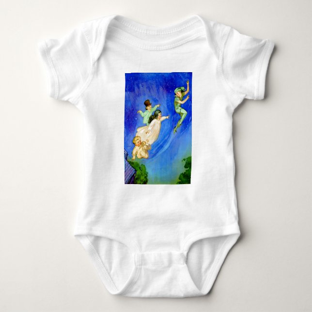 PETER PAN, WENDY, JOHN AND MICHAEL FLY AWAY BABY BODYSUIT (Front)