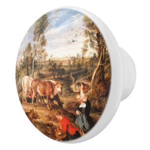 Peter Paul Rubens Milkmaids with Cattle in a Lands Ceramic Knob