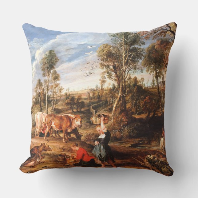 Peter Paul Rubens Milkmaids with Cattle in a Lands Cushion (Front)