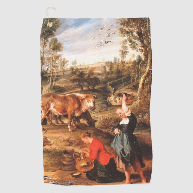 Peter Paul Rubens Milkmaids with Cattle in a Lands Golf Towel (Front)