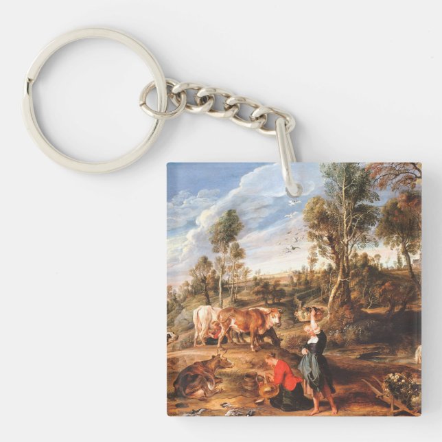 Peter Paul Rubens Milkmaids with Cattle in a Lands Key Ring (Front)