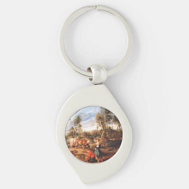 Peter Paul Rubens Milkmaids with Cattle in a Lands Key Ring (Front)