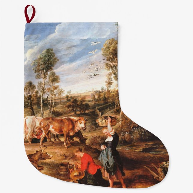 Peter Paul Rubens Milkmaids with Cattle in a Lands Large Christmas Stocking (Front)