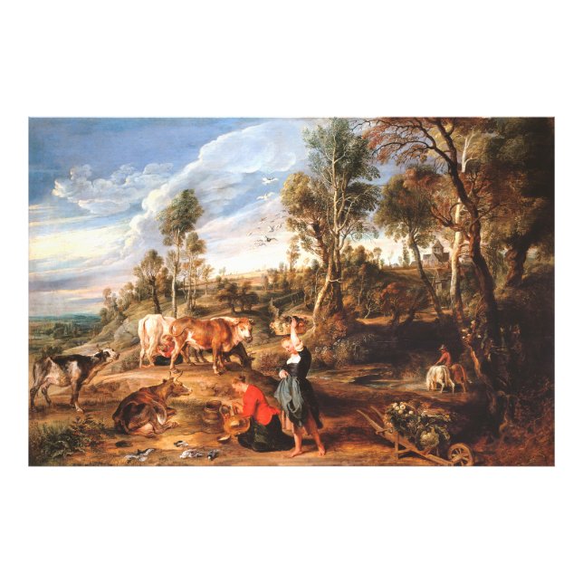 Peter Paul Rubens Milkmaids with Cattle in a Lands Photo Print (Front)