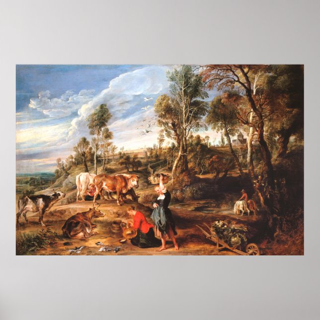 Peter Paul Rubens Milkmaids with Cattle in a Lands Poster (Front)